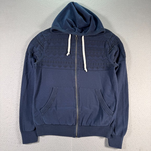 Lucky Brand Hoodie Sweatshirt Womens Small Blue‎ Aztec Fleece Comfort Classic - Picture 1 of 10